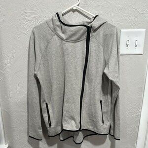 Neumann Marcus Asymmetrical Side Zip Hooded Athleticics Top Size Large